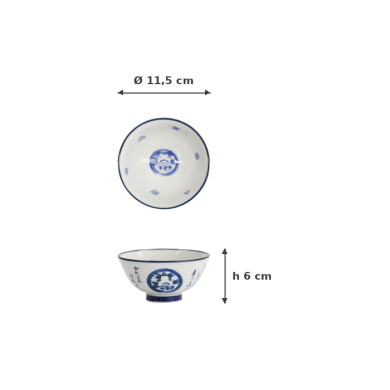 Schale Kawaii Daruma Blau/Weiß, Porzellan, Ø 11,5 × 6 cm, 300 ml, Art.-Nr. 33209