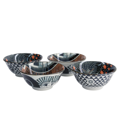 TDS, Asakusa, Bowls, 4 pcs Giftset, Ø 14.8 x 7cm 550 ml, Geisha Matsuri - Item No. 33242