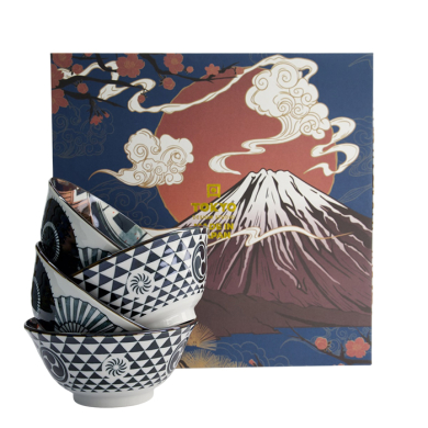 TDS, Asakusa, Bowls, 4 pcs Giftset, Ø 14.8 x 7cm 550 ml, Geisha Matsuri - Item No. 33242