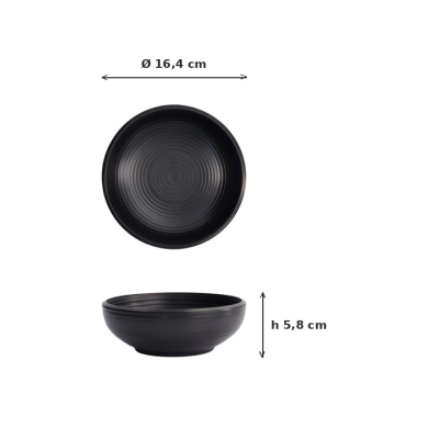 Salad Bowl Iwate Black, Melamine, Ø 16.4 × 5.8 cm, 700 ml, Item No. 33281