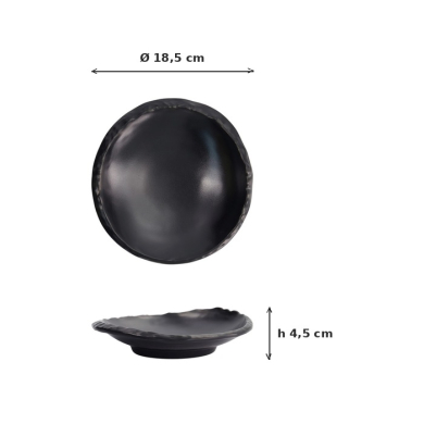 Plate Iwate Black, Melamine, Ø 18.5 × 4.5 cm, Item No. 33282