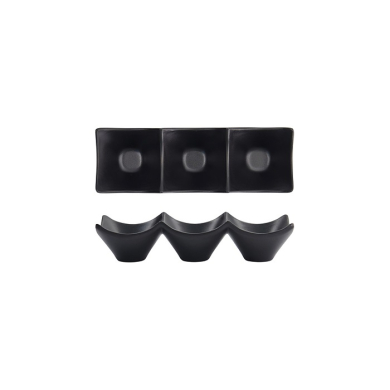 Tokyo Design Studio Saucenschale mit 3 Mulden Iwate Black, Melamin, 18,7 × 6,2 × 4,4 cm, 114 ml