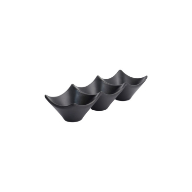 Saucenschale mit 3 Mulden Iwate Black, Melamin, 18,7 × 6,2 × 4,4 cm, 114 ml, Art.-Nr. 33287