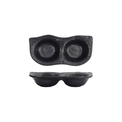 Tokyo Design Studio Saucenschale mit 2 Mulden Iwate Black, Melamin, 19,2 × 9,4 × 3,6 cm, 110 ml