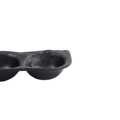 Saucenschale mit 2 Mulden Iwate Black, Melamin, 19,2 × 9,4 × 3,6 cm, 110 ml, Art.-Nr. 33288
