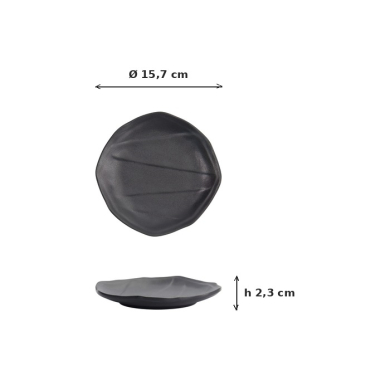 Plate Iwate Black, Melamine, Ø 15.7 × 2.3 cm, Item No. 33289