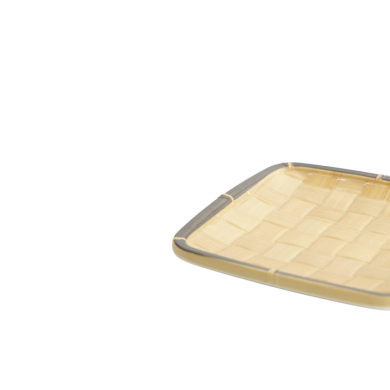 Square Plate, Bamboo, 15.2 × 15.2 × 2 cm, Item No. 33290