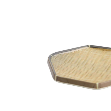 Hexagonal Plate, Bamboo, 20 × 18.9 × 2.5 cm, Item No. 33292