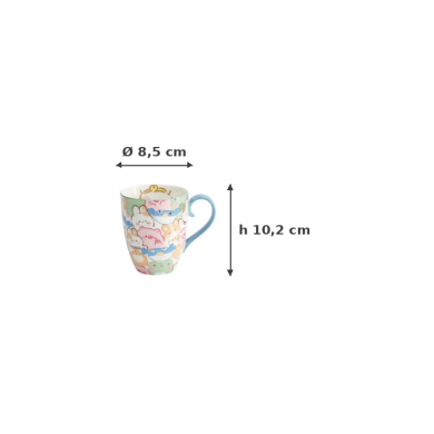 Mug Kawaii Animals Multicolour in Gift Box, Porcelain, Ø 8.5 × 10.2 cm, 380 ml, Item No. 33356