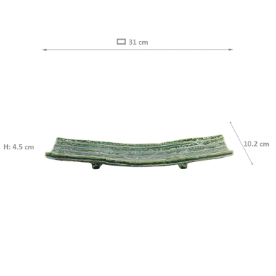 TDS, Rectangular Plate, Mino Craft, Green, 31x10.2x4.5cm, Item no. 33373