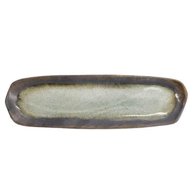 TDS, Rechteckiger Teller, Yamasaku, Weiß/Braun, 34x10x2cm , Art.-Nr. 33379