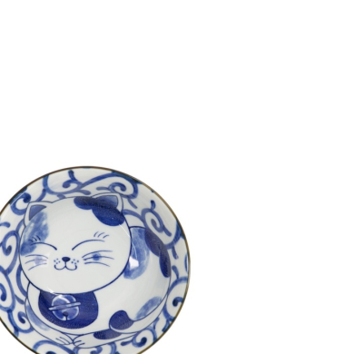 Tayo Bowl Kawaii Cat Neko Blue (Blue/White), Porcelain, Ø 14.9 × 6.7 cm, 500 ml, Item No. 33414