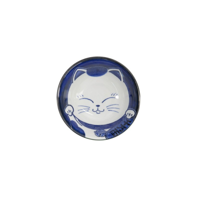 Tayo Bowl Kawaii Cat Neko Blue (Blue/White), Porcelain, Ø 14.9 × 6.7 cm, 500 ml, Item No. 33415