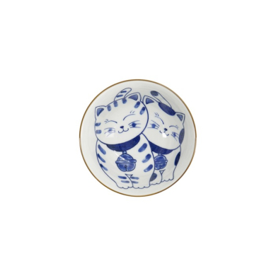 Tayo Bowl Kawaii Cat Neko Blue (Blue/White), Porcelain, Ø 14.9 × 6.7 cm, 500 ml, Item No. 33416