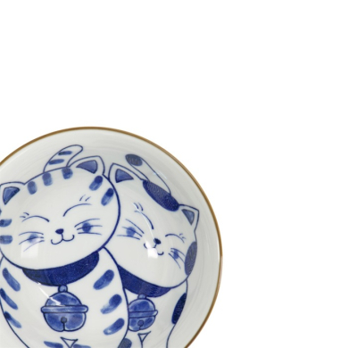 Tayo Bowl Kawaii Cat Neko Blue (Blue/White), Porcelain, Ø 14.9 × 6.7 cm, 500 ml, Item No. 33416