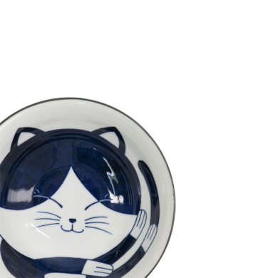 Ramen Bowl Kawaii Cat Neko Blue (Blue/White), Porcelain, Ø 19.7 × 7.5 cm, 1 l, Item No. 33417