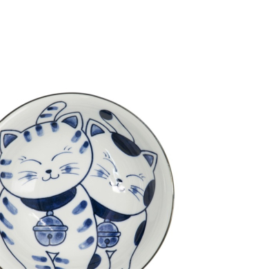 Ramenschale Kawaii Cat Neko Blau (Blau/Weiß), Porzellan, Ø 19,7 × 7,5 cm, 1 l, Art.-Nr. 33420