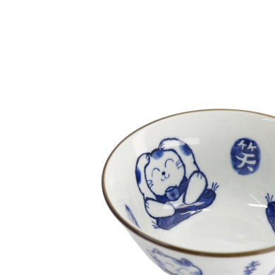 Tayo Bowl Kawaii Cat Neko Blue (Blue/White), Porcelain, Ø 14.9 × 6.7 cm, 500 ml, Item No. 33484