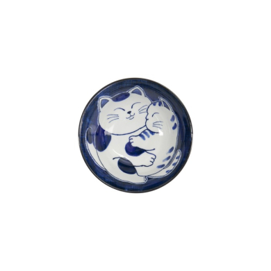 Tayo Bowl Kawaii Cat Neko Blue (Blue/White), Porcelain, Ø 14.9 × 6.7 cm, 500 ml, Item No. 33487