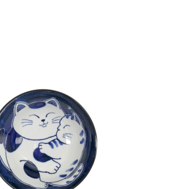 Tayo Bowl Kawaii Cat Neko Blue (Blue/White), Porcelain, Ø 14.9 × 6.7 cm, 500 ml, Item No. 33487