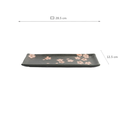 TDS, Rechteckiger Teller, Sakura, Schwarz, 28,5x12,5cm, Art.-Nr. 33491