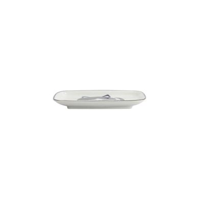 Rectangular Plate Kawaii Cat Neko D Blue/White, Porcelain, 16.3 × 10.2 cm, Item No. 33495