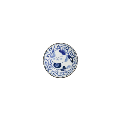 Schale Kawaii Cat Neko Weiß/Blau, Porzellan, Ø 10,2 × 2,5 cm, Art.-Nr. 33499