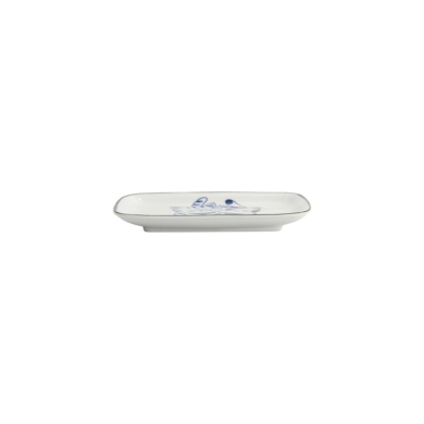 Rectangular Plate Kawaii Cat Neko G Blue/White, Porcelain, 16.3 × 10.2 cm, Item No. 33504
