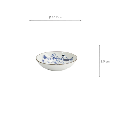 TDS, Round Sauce Bowl, Kawaii Cat Neko, Ø 10.2 x 2.5 cm - Item No. 33505