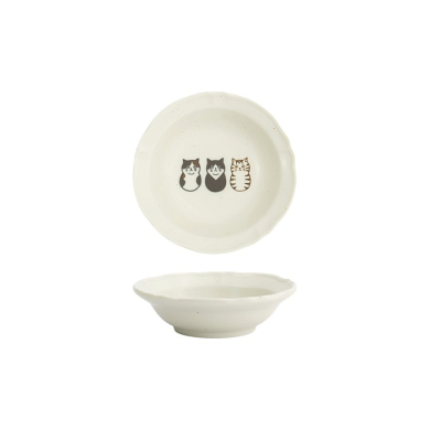 Tokyo Design Studio Shallow Bowl Kawaii Cat White, Porcelain, Ø 14 × 3.8 cm