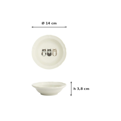 Shallow Bowl Kawaii Cat White, Porcelain, Ø 14 × 3.8 cm, Item No. 33540
