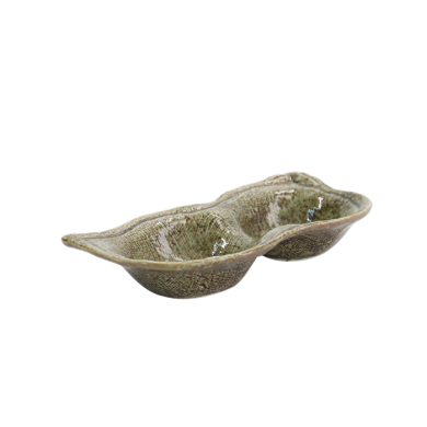 TDS, Eckige Saucen-Schale 2-Fach, Yamasan Shinryoku, Ø 19,5x9,5x3,5cm, Art.-Nr. 33542