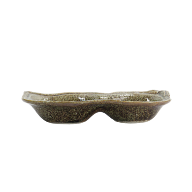 TDS, Eckige Saucen-Schale 2-Fach, Yamasan Shinryoku, Ø 19,5x9,5x3,5cm, Art.-Nr. 33542