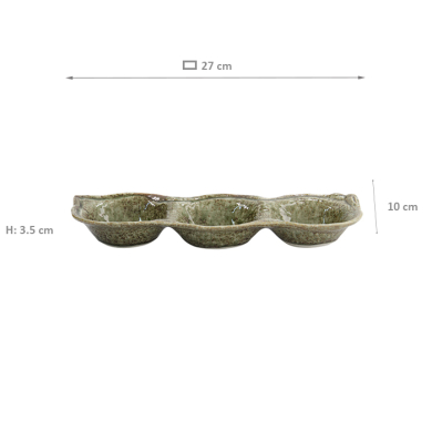 TDS, Sauce Bowl, 3-compartment, Yamasan Shinryoku, 27x10x3.5cm, Item No. 33543