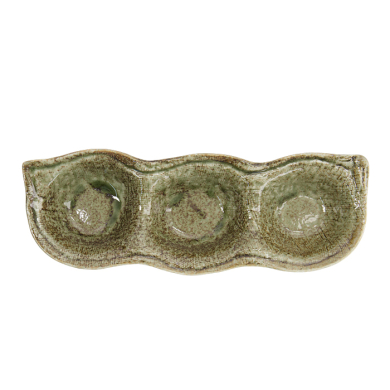 TDS, Eckige Saucen-Schale 3-Fach, Yamasan Shinryoku, 27x10x3,5cm, Art.-Nr. 33543