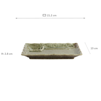 TDS, Rechteckige Teller mit Unterteilung, Yamasan Shinryoku, Grün, 21,2x13x2,8cm, Art.-Nr. 33545