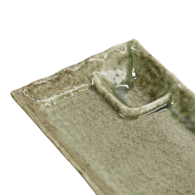 TDS, Rechteckige Teller mit Unterteilung, Yamasan Shinryoku, Grün, 21,2x13x2,8cm, Art.-Nr. 33545