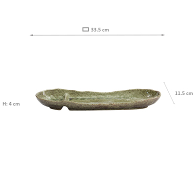 TDS, Oval Teller mit Unterteilung, Yamasan Shinryoku, Grün, 33,5x11,5x4cm, Art.-Nr. 33546