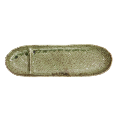 TDS, Oval Teller mit Unterteilung, Yamasan Shinryoku, Grün, 33,5x11,5x4cm, Art.-Nr. 33546