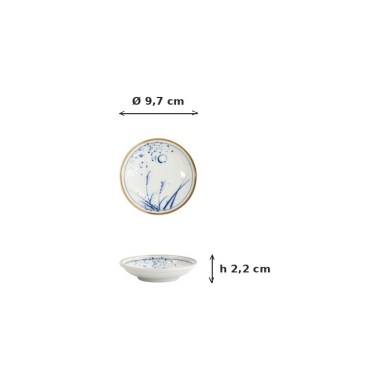 Saucenschale Kawaii Susuki Blau, Porzellan, Ø 9,7 × 2,2 cm, Art.-Nr. 33549