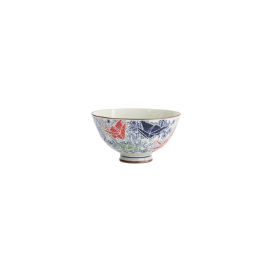 Reisschale Kawaii Origami Crane Blau/Weiß/Rot, Porzellan, Ø 11,5 × 6 cm, 300 ml, Art.-Nr. 33590