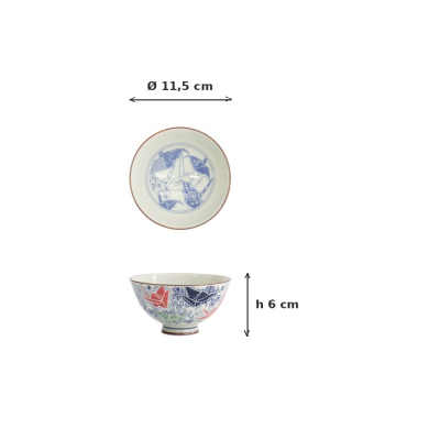 Reisschale Kawaii Origami Crane Blau/Weiß/Rot, Porzellan, Ø 11,5 × 6 cm, 300 ml, Art.-Nr. 33590