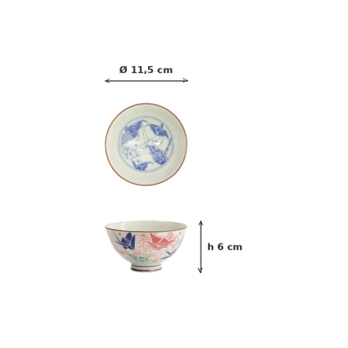 Reisschale Kawaii Origami Crane Rot (Rot/Blau), Porzellan, Ø 11,5 × 6 cm, 300 ml, Art.-Nr. 33591