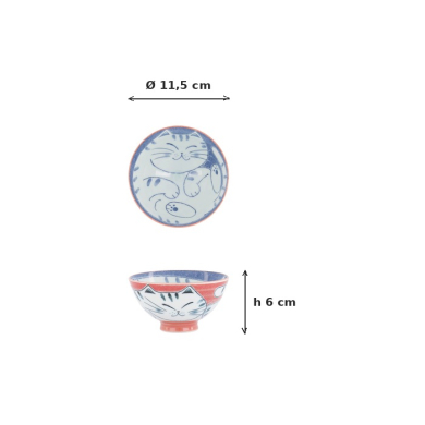 Schale Kawaii Cat Rot (Weiß/Rot), Porzellan, Ø 11,5 × 6 cm, 300 ml, Art.-Nr. 33593