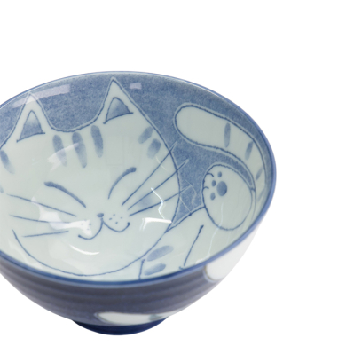 TDS, Rice Bowl, Kawaii Cat, Ø 11.5x6cm 300ml, Blue, Item No. 33594