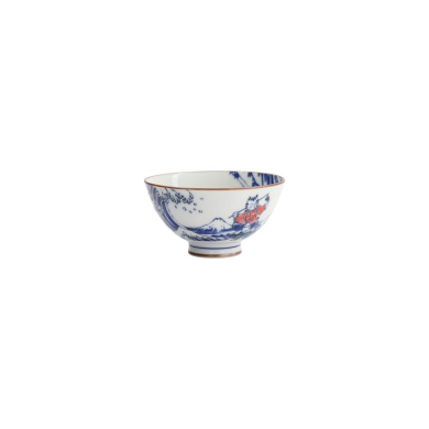 Reisschale Kawaii Wave Cat Blau/Rot, Porzellan, Ø 11,5 × 6 cm, 300 ml, Art.-Nr. 33597