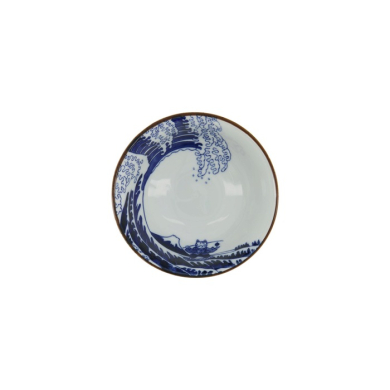 Tayo Bowl Kawaii Wave Cat Blue/Red, Porcelain, Ø 15 × 7 cm, Item No. 33598