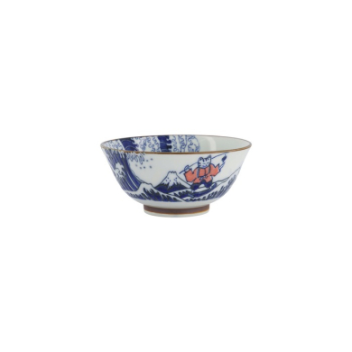 Tayo Bowl Kawaii Wave Cat Blue/Red, Porcelain, Ø 15 × 7 cm, Item No. 33598