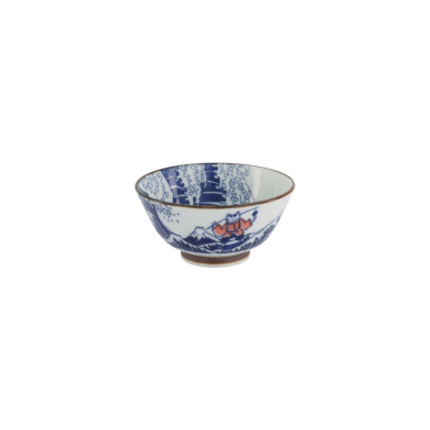 Tayo-Schale Kawaii Wave Cat Blau/Rot, Porzellan, Ø 13 × 6,5 cm, Art.-Nr. 33599