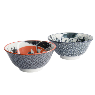 TDS, Tayo Schalen Geschenk-Set, Asakusa, 2Stk mit Essstäbchen, Ø 14,8x7 cm 550ml, Art.-Nr. 33604